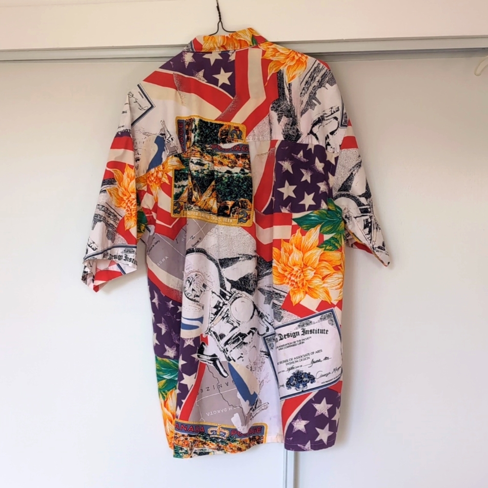 Colorful Basic Elements Graphic Button-Up Shirt L… - image 3